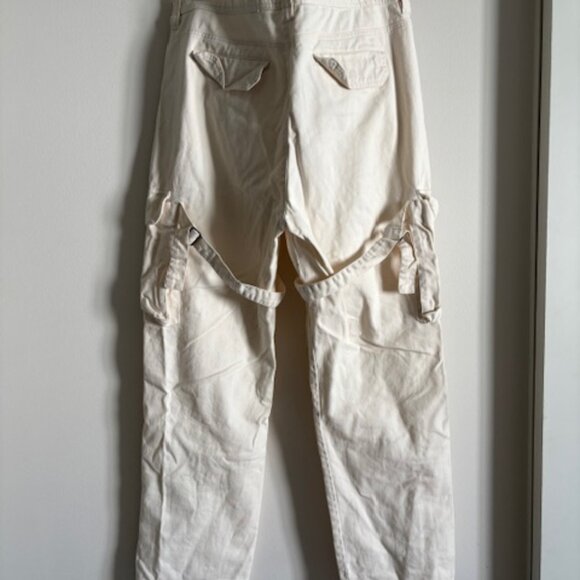 RARE FIND Standard/Cloth Urban Outfitters Cream Flared Cargo Pant - Picture 3 of 8